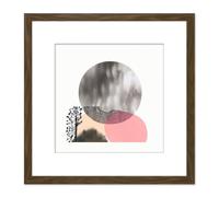 Artery8 Full Moon Boho Abstract Landscape Illustration Square Wooden Framed Wall Art Print Picture 8X8 Inch in Brown Artery8 Brown