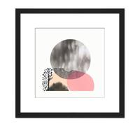 Artery8 Full Moon Boho Abstract Landscape Illustration Square Wooden Framed Wall Art Print Picture 8X8 Inch in Black Artery8 Black