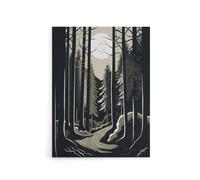 Artery8 Full Moon Over Forest Landscape Canvas Wall Art Print in Black | Size: W24" x H32" Artery8 Black W24" x H32"