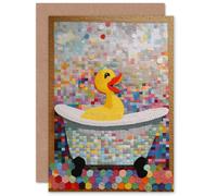 Fun Fuzzy Felt Duck Mosaic Child Children Kids Birthday Greeting Card Artery8 Multi One Size