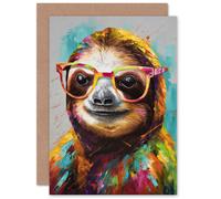 Fun Sloth in Spectacles for Child Children Kids Birthday Greeting Card Artery8 Multi One Size