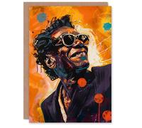 Artery8 Funk Soul Music Culture Singer Musician Portrait Blank For Him Or Her Art Birthday Card