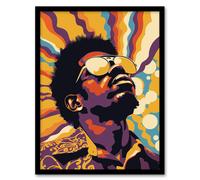 Artery8 Funk Soul Music Man Portrait Retro Style Living Room Artwork Framed Wall Art Print A4