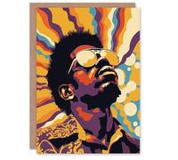 Artery8 Funk Soul Music Man Portrait Retro Style Greeting Birthday Card Him Her All Blank