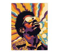Artery8 Funk Soul Music Man Portrait Retro Style Living Room Large Wall Art Poster Print Thick Paper 18X24 Inch