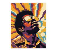 Artery8 Funk Soul Music Man Portrait Retro Style Living Room Extra Large XL Wall Art Poster Print