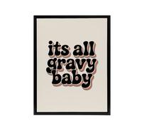 Artery8 Funky Retro It's All Gravy Baby Rainbow Typography Framed Canvas Art in Beige | Size: W18" x H24" Artery8 Beige W18" x H24"