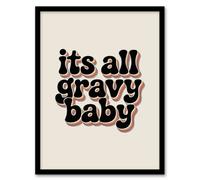 Artery8 Funky Retro It's All Gravy Baby Rainbow Typography Framed Wall Art Print 12X16"