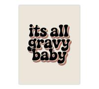 Artery8 Funky Retro It's All Gravy Baby Rainbow Typography Wall Art Print in Beige | Size: W12" x H16" Artery8 Beige W12" x H16"