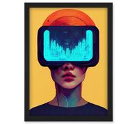 Artery8 Funky Virtual Reality Gamer Kids Artwork Framed Wall Art Print A4 in Black Artery8 Black