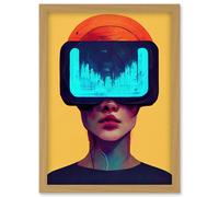 Artery8 Funky Virtual Reality Gamer Kids Artwork Framed Wall Art Print A4 in Light Oak Artery8 Light Oak