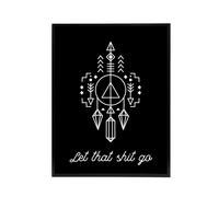 Artery8 Funny Bathroom Decor Let That Sh*t Go Framed Canvas Wall Art Print in Black | Size: W24" x H32" Artery8 Black W24" x H32"