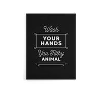Artery8 Funny Bathroom Decor Wash Hands Black Canvas Wall Art Print | Size: W18" x H24" Artery8 Black W18" x H24"