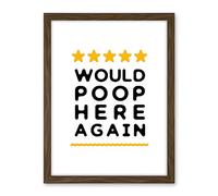 Artery8 Funny Bathroom Review Sign Five Stars Would Poop Here Again Funny Toilet Decor Artwork Framed Wall Art Print 18X24 Inch
