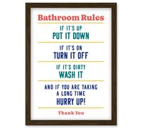 Funny Bathroom Rules Art Toilet Rules Sign Wall Art Artwork Framed Wall Art Print A4