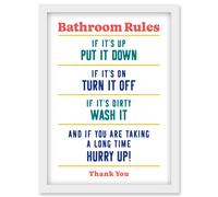 Funny Bathroom Rules Art Toilet Rules Sign Wall Art Artwork Framed Wall Art Print A4 Artery8 White One Size