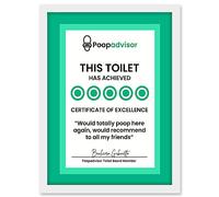 Artery8 Funny Bathroom Wall Art Five Stars Poop Advisor Toilet Sign Bathroom Decor Artwork Framed A3 Wall Art Print