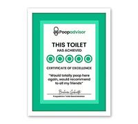 Artery8 Funny Bathroom Wall Art Five Stars Poop Advisor Toilet Sign Bathroom Decor Artwork Framed Wall Art Print 18X24 Inch