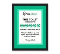 Artery8 Funny Bathroom Wall Art Five Stars Poop Advisor Toilet Sign Bathroom Decor Artwork Framed Wall Art Print 18X24 Inch