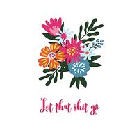 Artery8 Funny Bathroom Wall Art Floral Let That Shit Go Toilet Sign Bathroom Yoga Room Decor Extra Large XL Wall Art Poster Print