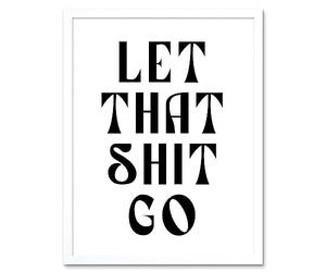 Artery8 Funny Bathroom Wall Art Let That Shit Go Toilet Sign Bathroom Yoga Decor Art Print Framed Poster Wall Decor 12x16 inch