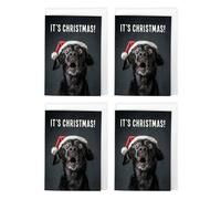 Artery8 Funny Christmas Black Labrador Dog Pack of 4 Greeting Cards | Size: 4 Pack Artery8 Black 4 Pack