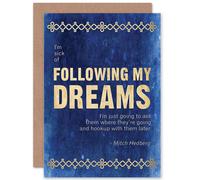Artery8 Funny Humourous Hedberg Mitch Following My Dreams Greetings Card in Blue Artery8 Blue
