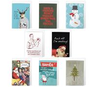 Artery8 Funny Rude Christmas Cards Set of 8 - A6 Size - Adult Humour Cheeky Xmas Designs