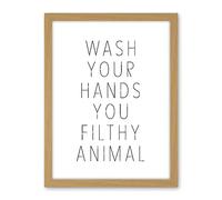 Artery8 Funny Toilet Wall Art Wash Your Hands You Filthy Animal Sign Bathroom Decor Artwork Framed Wall Art Print 18X24 Inch