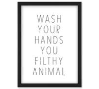 Artery8 Funny Toilet Wall Art Wash Your Hands You Filthy Animal Sign Bathroom Decor Artwork Framed Wall Art Print A4 in Black Artery8 Black