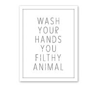 Artery8 Funny Toilet Wall Art Wash Your Hands You Filthy Animal Sign Bathroom Decor Artwork Framed Wall Art Print 18X24 Inch
