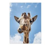 Artery8 Funny up close look at a giraffe Highsmith Wall Art Poster Print in Blue | Size: W24" x H32" Artery8 Blue W24" x H32"