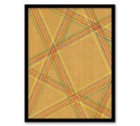 Artery8 Furuya Korin Framed Wall Art Print Abstract Geometric Plaid Pattern in Beige | Size: A3 Artery8 Beige A3