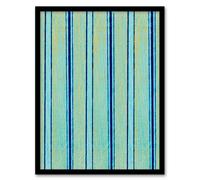 Artery8 Furuya Korin Framed Wall Art Print Blue Stripes Vintage Pattern | Size: A4 Artery8 Blue A4