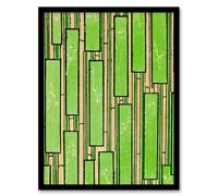 Artery8 Furuya Korin Framed Wall Art Print Green Bamboo Vintage Pattern | Size: A4 Artery8 Green A4