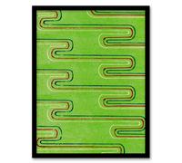 Artery8 Furuya Korin Framed Wall Art Print Green Red Line Textile Pattern | Size: A4 Artery8 Green A4