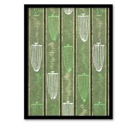 Artery8 Furuya Korin Framed Wall Art Print Green Shima Shima Textile Pattern | Size: A4 Artery8 Green A4