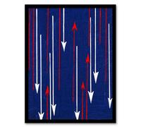 Artery8 Furuya Korin Framed Wall Art Print Red Blue Arrows Textile Pattern - A3 Size
