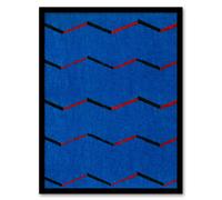 Artery8 Furuya Korin Framed Wall Art Print Red Blue Zigzag Textile Pattern | Size: A3 Artery8 Blue A3
