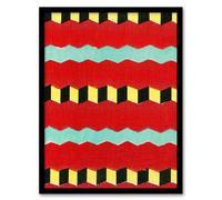Artery8 Furuya Korin Framed Wall Art Print Shima Zigzag Textile Patterns in Red | Size: A4 Artery8 Red A4
