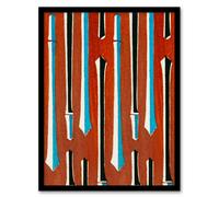 Artery8 Furuya Korin Framed Wall Art Print Vintage Japan Bamboo Pattern in Red | Size: A4 Artery8 Red A4