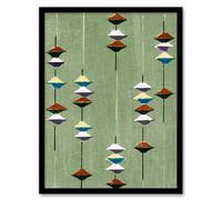 Artery8 Furuya Korin Framed Wall Art Print Vintage Japan Textile Pattern in Green | Size: A4 Artery8 Green A4