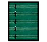 Artery8 Furuya Korin Framed Wall Art Print Vintage Lute Strings Pattern in Green | Size: A4 Artery8 Green A4