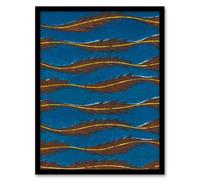 Artery8 Furuya Korin Framed Wall Art Print Vintage Pattern Feathers on Blue | Size: A4 Artery8 Blue A4