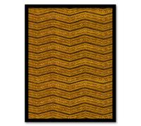 Artery8 Furuya Korin Framed Wall Art Print Zigzag Geometric Textile Pattern in Brown | Size: A3 Artery8 Brown A3