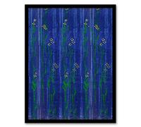 Artery8 Furuya Korin Framed Wall Art Vintage Japan Blue Floral Pattern | Size: A4 Artery8 Blue A4