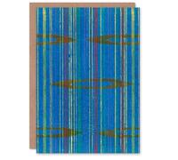 Artery8 Furuya Korin Japanese Art Card Blue Abstract Geometric Pattern