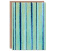 Artery8 Furuya Korin Japanese Art Card Blue Stripes Vintage Pattern