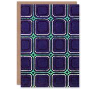 Artery8 Furuya Korin Japanese Art Card Geometric Blue Green Square Pattern