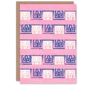 Artery8 Furuya Korin Japanese Art Card Pink Blue Geometric Pattern